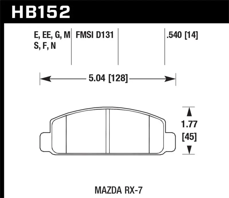 Hawk 88-91 Mazda Rx-7 1.3L 10Th Anniversary 1 Piston Caliper Front Er-1 Brake Pads 1