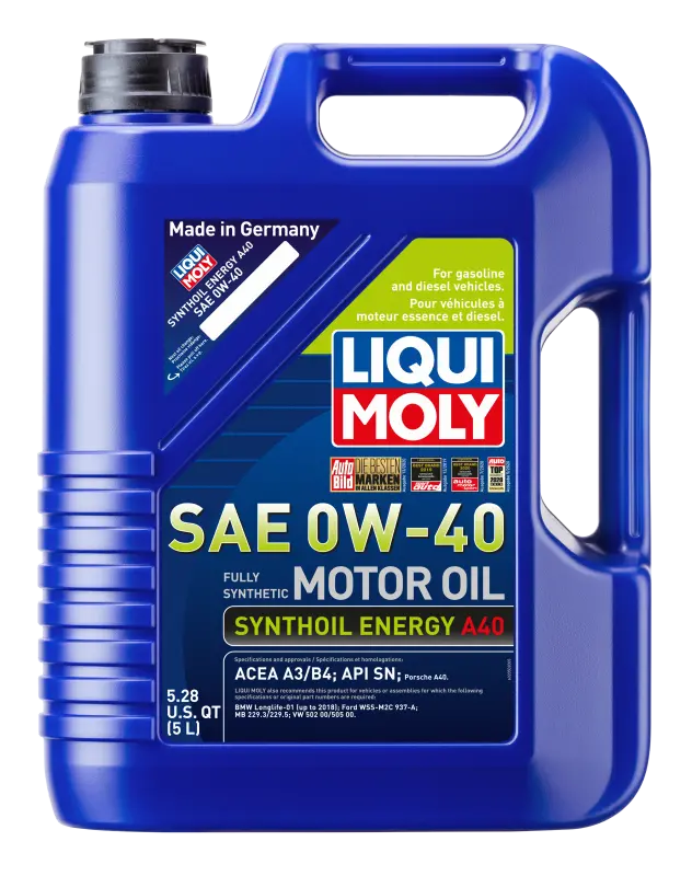 Liqui Moly 5L Synthoil Energy A40 Motor Oil Sae 0W40 2