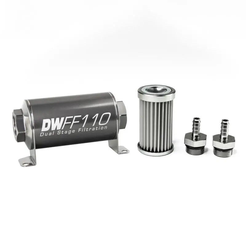 Deatschwerks Stainless Steel 5/16In 5 Micron Universal Inline Fuel Filter Housing Kit (110Mm) 1