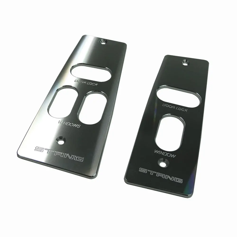 Upr 1987-1993 Ford Mustang Hardtop Switch Plate Stang Logo Shift Knob - Satin 1