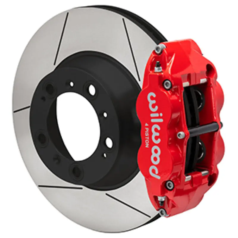 Wilwood 99-12 Porsche 911(996/997) Superlite 4R Rear Brake Kit Slotted 14.00In Rotor W/Lines - Red 1