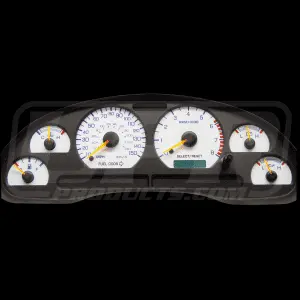 Upr 1996-1998 Ford Mustang V6 White Face Gauges W/ 120Mph Dress Up 1