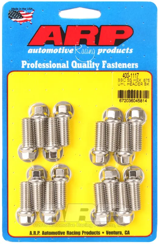 Arp Bb Chevy Ss Hex .875 Uhl Header Bolt Kit 1