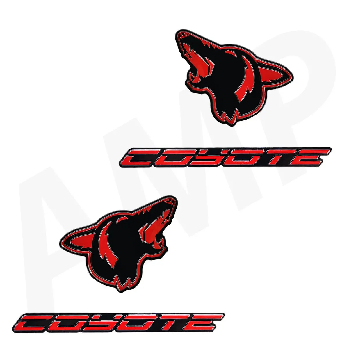 Upr Howling Coyote Head & Badge -Black/Red 4 Piece 1