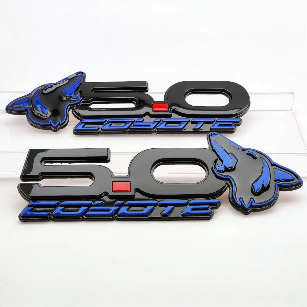 Upr Howling Coyote Fender Emblem-Blk/Red Pair 1