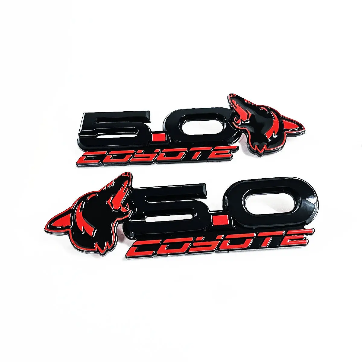 Upr Howling Coyote Fender Emblem-Blk/Chrome Pair 1