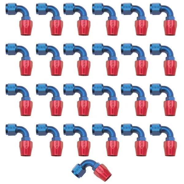 Russell - An-6 Proclassic Swivel 90 Degree 1/2In Radius Hose End, Red/Blue Finish - 25 Pack 1
