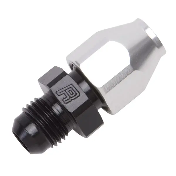 Russell - An-6 Male 37 Degree To 3/8In Line Aluminum Fuel Line Adapter, Black/Silver Finish 1