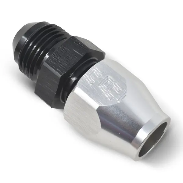 Russell - An-8 Male 37 Degree To 1/2In Line Aluminum Fuel Line Adapter, Black/Silver Finish 1