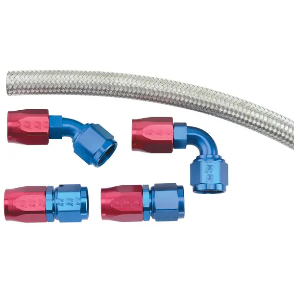 Russell - An-8 Proflex Carb Dual Inlet Kit, With Filter, Holey Carbs With Red/Blue Finish 1