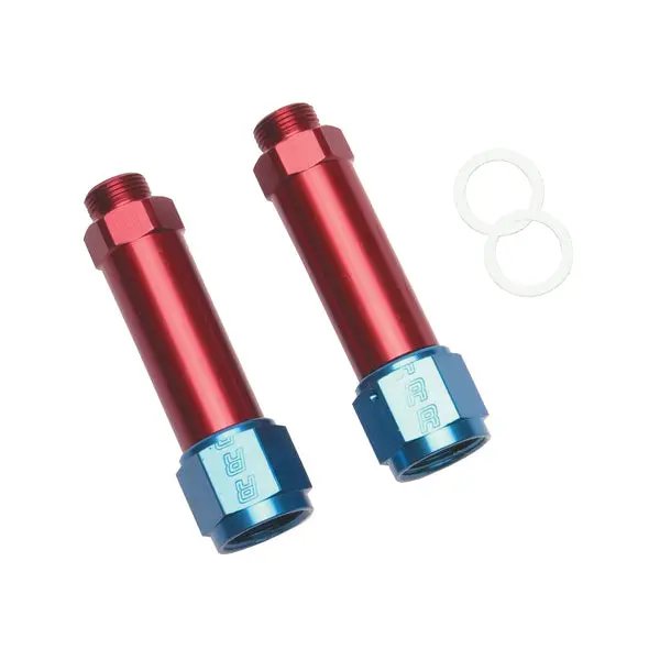 Russell - An-8 Demon & Bg Carb Inlet Fitting, 9/16In-24, (3-1/4In) With Red Finish - Pair 1