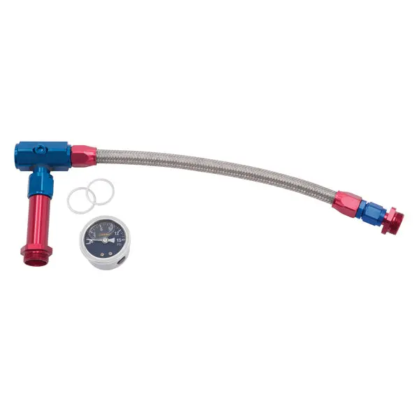 Russell - An-6-3/8In Female Npt Carb Inlet Kit & Gauge, Holey 4150 Carbs W/ Red/Blue Finish 1