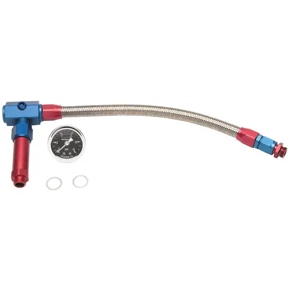 Russell - An-6-3/8In Female Npt Carb Inlet Kit & Gauge, Demon Carbs W/ Red/Blue Finish 1