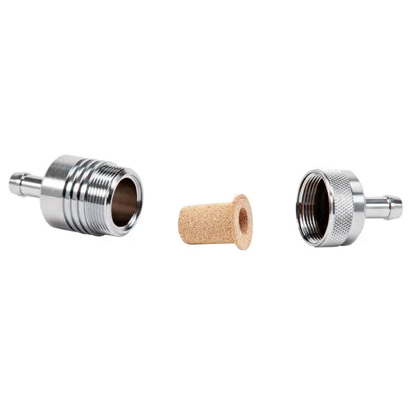 Russell - 3In Length, 1-1/8In O.D., 5/16In In/Out Aluminum Street Fuel Filter, Chrome Finish 1