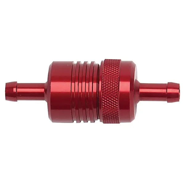 Russell - 3In Length, 1-1/8In O.D., 5/16In In/Out Aluminum Street Fuel Filter W/ Red Finish 1