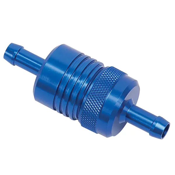 Russell - 3In Length, 1-1/8In O.D., 5/16In In/Out Aluminum Street Fuel Filter W/ Blue Finish 1