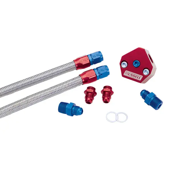 Russell - An-6 Tunnel Ram Single Feed Carb Fuel System Plumbing Kit With Red/Blue Finish 1