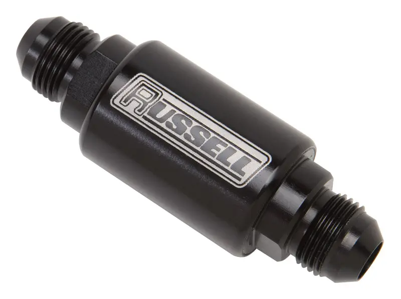 Russell - 3In Length, An-6 Male Inlet/Outlet Fuel Filters With Black Finish 1