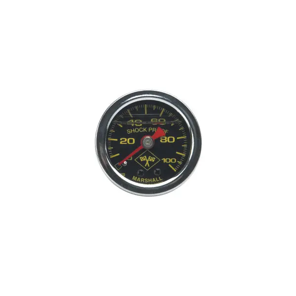 Russell - (0-100) Psi Fuel Pressure Gauge, Black Face, Chrome Case Liquid Filled 1