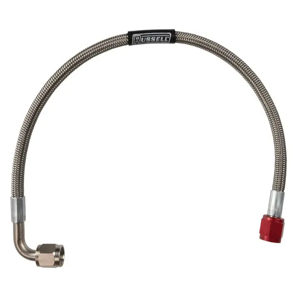 Russell - An-4 90 Degree To Straight Fuel Line Assembly In 15In Length With Red Hose Ends 1