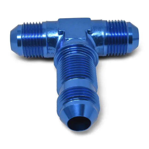 Russell - An-3 Flare Bulkhead Tee Adapter Fitting With Blue Finish 1