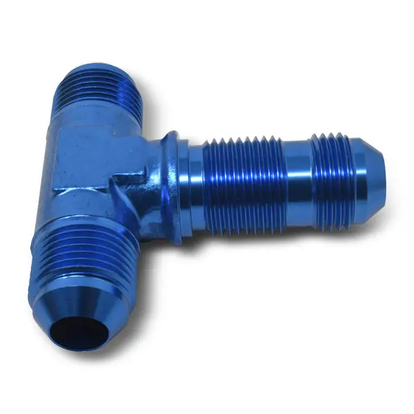 Russell - An-4 Flare Bulkhead Tee Adapter Fitting With Blue Finish 1
