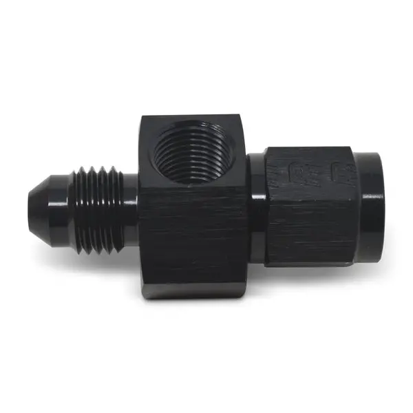 Russell - An-4 Female To Male Fuel Pressure Takeoff Adapter, 1/8In Npt Side Port, Black 1