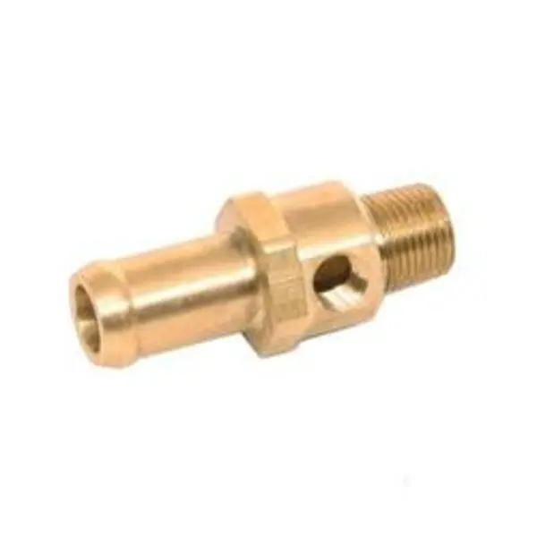 Russell - 3/8In Npt X 17Mm Smooth Hose Adapter, 1/8In Npt Female Side Port, Gold Finish 1