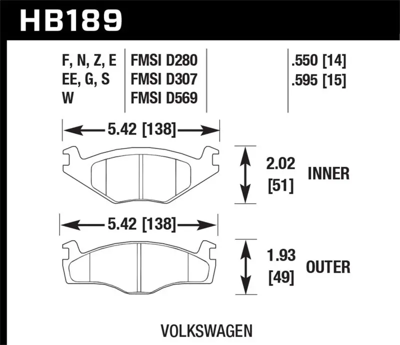 Hawk 91-93 Volkswagen Cabriolet Front Er-1 Brake Pads 1