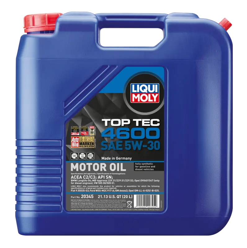 Liqui Moly 20L Top Tec 4600 Motor Oil Sae 5W30 2