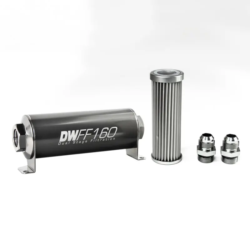 Deatschwerks Stainless Steel 10An 5 Micron Universal Inline Fuel Filter Housing Kit (160Mm) 1