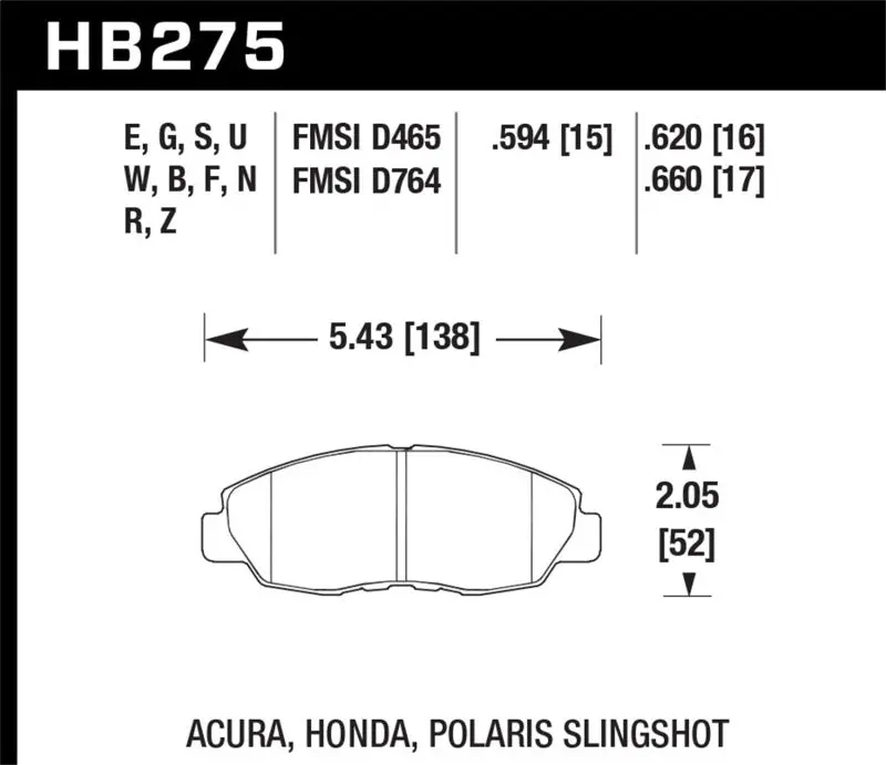 Hawk 97-98 Acura Cl 2.2L Base Front Er-1 Brake Pads 1