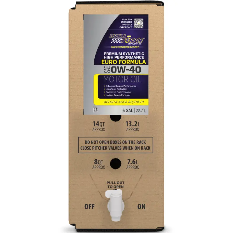 Royal Purple Premium Synthetic High Performance Euro Formula 0W-40 Motor Oil - 6 Gallon Bag-In-Box 1