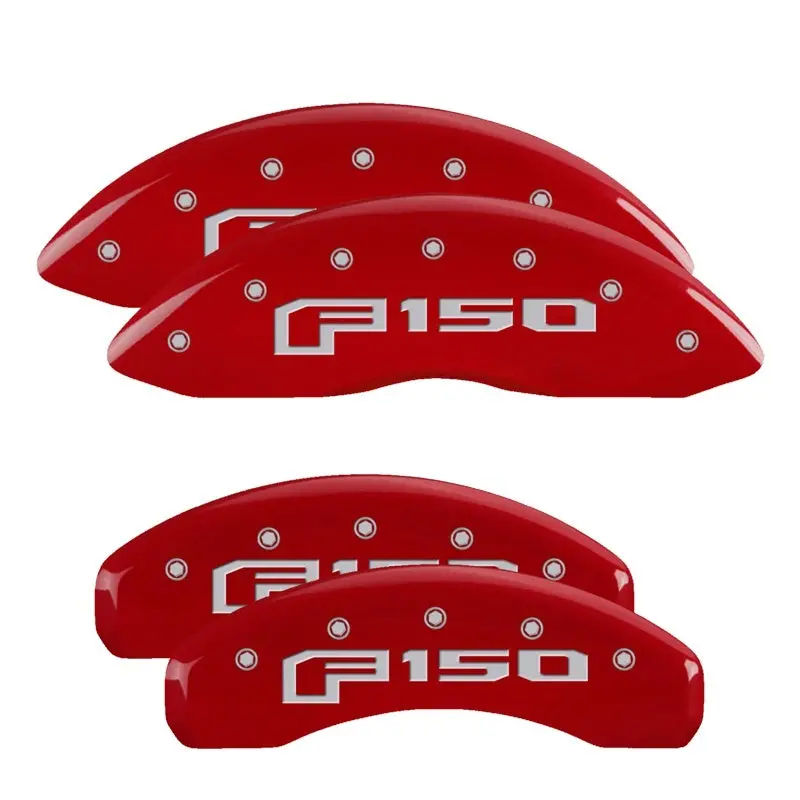 Mgp 4 Caliper Covers Engraved Front & Rear 2015 Ford F-150 Red Finish Silver Characters 1