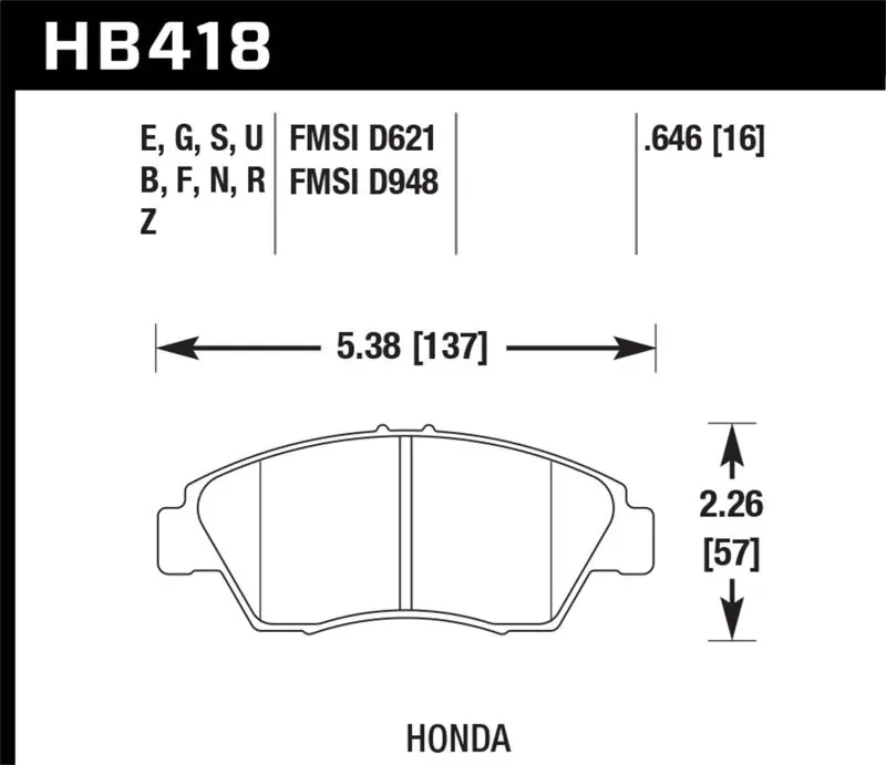 Hawk 13-14 Acura Ilx 1.5L Hybrid Incl.Shims Pad Springs Front Er-1 Brake Pads 1