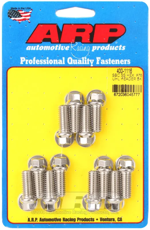 Arp Sb Chevy Ss Hex .875 Uhl Header Bolt Kit 1