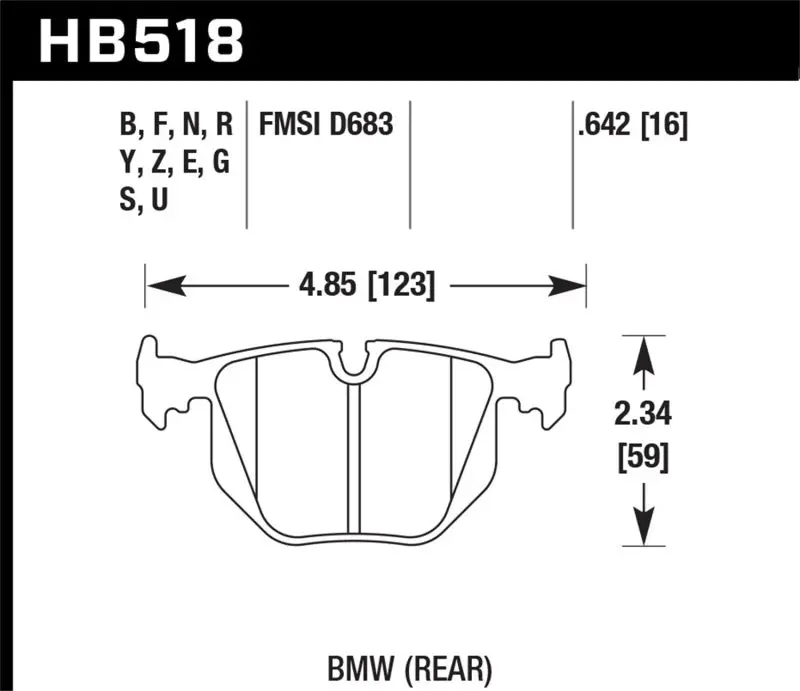 Hawk 01-05 Bmw 330Ci 3.0L Base Rear Er-1 Brake Pads 1