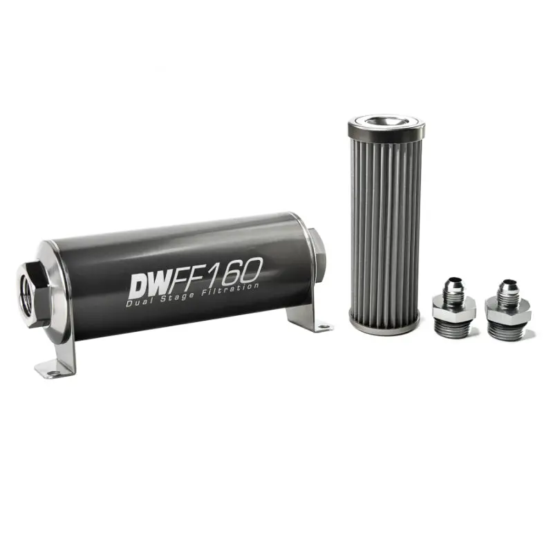 Deatschwerks Stainless Steel 6An 40 Micron Universal Inline Fuel Filter Housing Kit (160Mm) 1