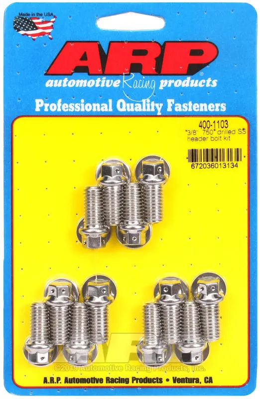Arp 3/8 X .750 Drilled Ss Header Bolt Kit 1