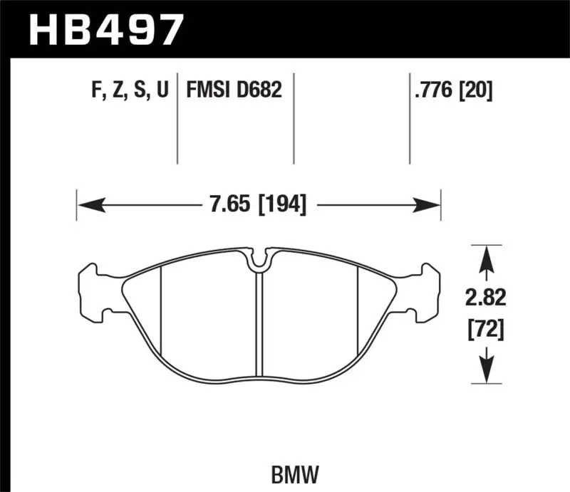 Hawk 95-01 Bmw 750Il 5.4L Base Front Er-1 Brake Pads 2