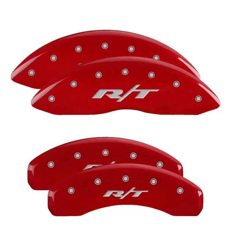 Mgp 4 Caliper Covers Engraved Front & Rear 11-18 Dodge Durango Red Finish Silver Rt1-Truck Logo 1