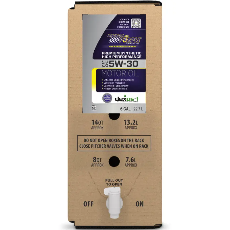 Royal Purple Premium Synthetic High Performance Multi-Grade 5W30 Motor Oil - 6 Gallon Bag-In-Box 1