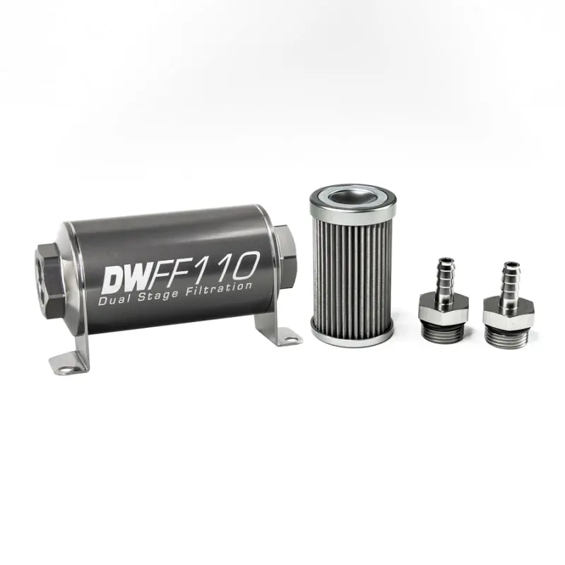 Deatschwerks Stainless Steel 5/16In 40 Micron Universal Inline Fuel Filter Housing Kit (110Mm) 1