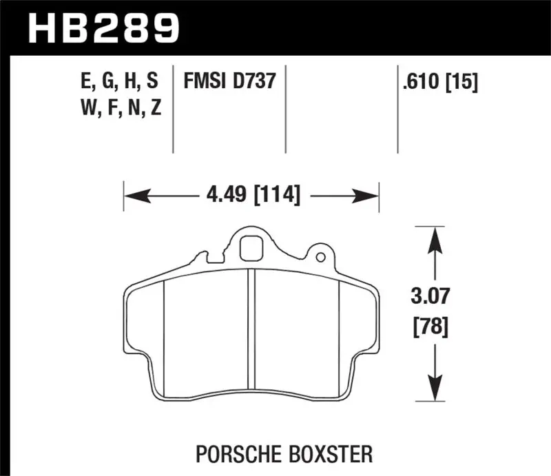 Hawk 97-99 Porsche Boxster 2.5L Base 4 Piston Caliper Front Er-1 Brake Pads 2