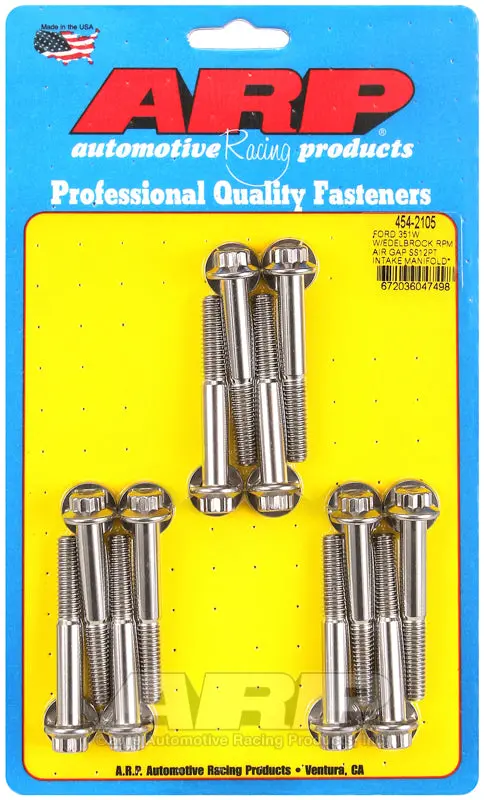 Arp Ford 351W W/Edelbrock Rpm Air Gap 12Pt Intake Manifold Bolt Kit 1