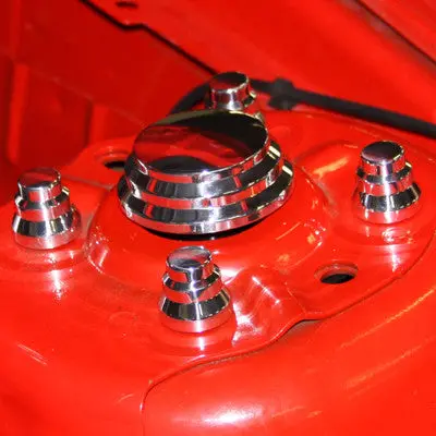 Upr 2011-2014 Ford Mustang Devo Strut Tower Cap Cover Dress Up Kit - Satin 1