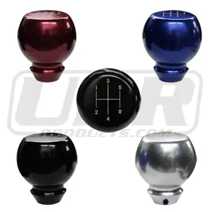 Upr Large Flat Top 5-Speed Logo Flared Base Shift Knob- Black/Blue/Red/Silver 1