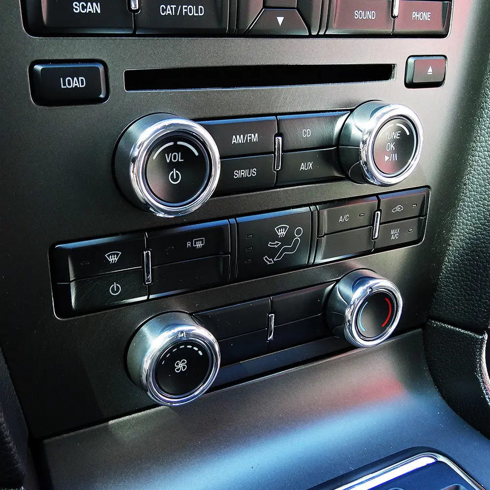 Upr 2011-2012 Ford Mustang Billet Air Conditioning Knob Bezels - Polished 1