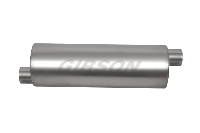 Gibson Superflow Sft Offset Muffler – 8X19 Inch, 2.5-Inch Inlet / 3-Inch Outlet, Stainless Steel 1