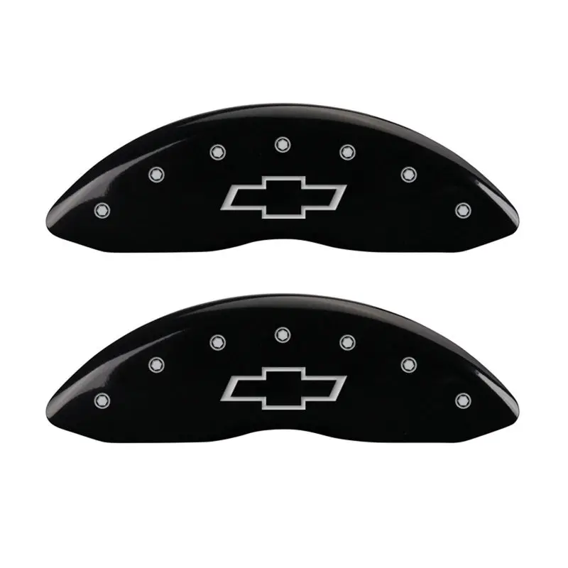 Mgp Front Set 2 Caliper Covers Engraved Front Bowtie Black Finish Silver Ch 1